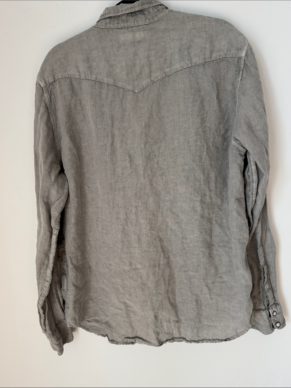 Lucky Brand Men’s Classic Fit 100% Linen Pearl Snap Button Down Shirt Gray L - Picture 5 of 9